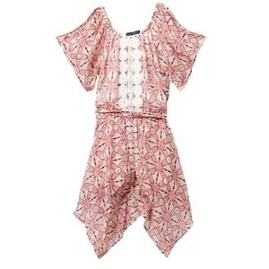 My Michele Girl's Crochet Romper Large (14) Pink & Ivory NWT